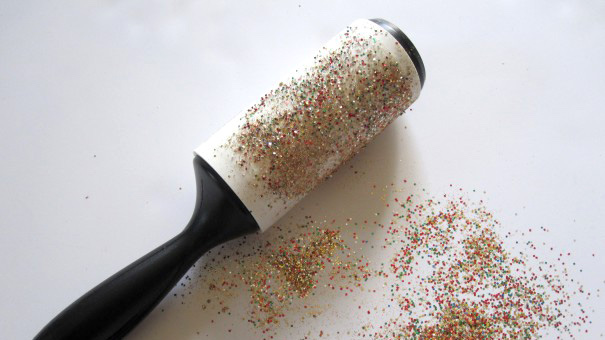 a cleaning hack for how to clean up glitter