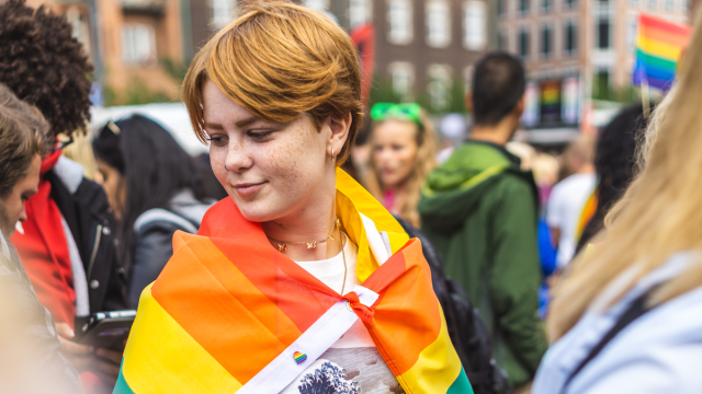 LGBTQ ally at a pride parade