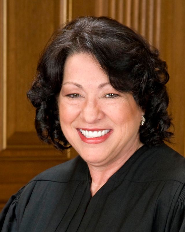 A color portrait of Sonia Sotomayor, the first Latina to become a member of the US Supreme Court