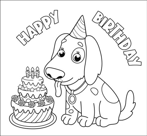 puppy dog birthday coloring page