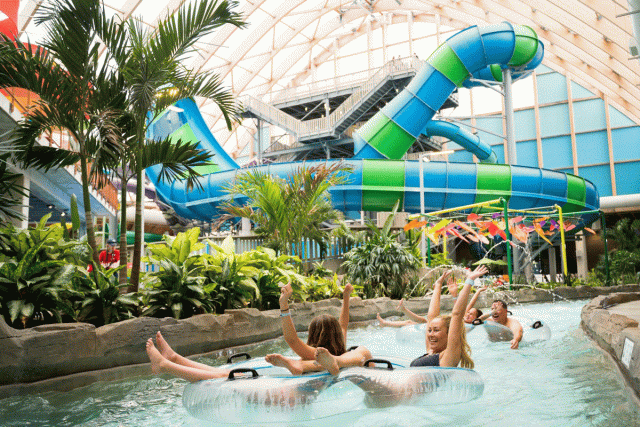 Kids having fun on inner tubes at The Kartrite Resort & Indoor Waterpark