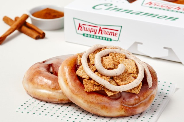 Krispy Kreme Just Launched Cinnamon Rolls Topped with Cinnamon Toast Crunch Cereal