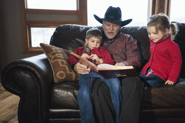 A Dallas cowboy starts the family tradition of reading to his grandchildren