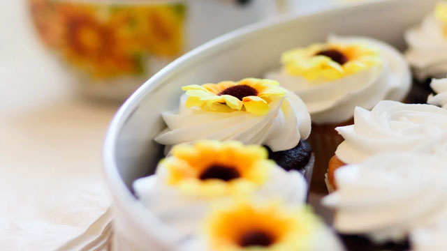 sunflower cupcakes are a fun fall birthday party idea