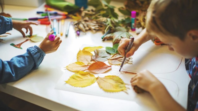 fall crafts for kids at a kitchen table