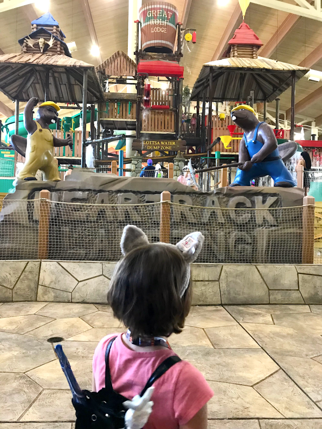 little girl at family friendly hotel in dallas, great wolf lodge