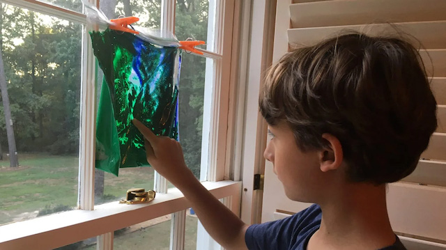 plastic bag painting is a fun art activity for kids