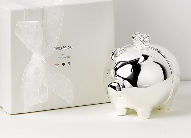 vera wang wedgwood piggy bank is one of our splurge-worthy keepsake baby gifts