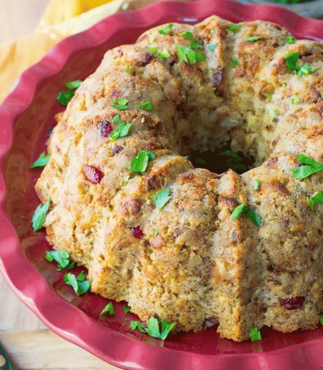 A Thanksgiving recipe for stuffing-in-a-bundt pan that is sure to please the kids