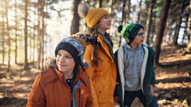 a nature walk is a good winter activity for kids
