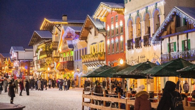 the lighted downtown streets of leavenworth in the winter a popular winter getaway near seattle for families