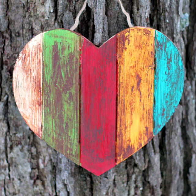 a heart-shaped wood ornament is a cool DIY Valentine's Gift