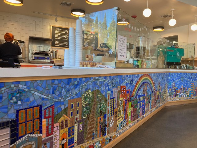 coffee shop mosaic mural