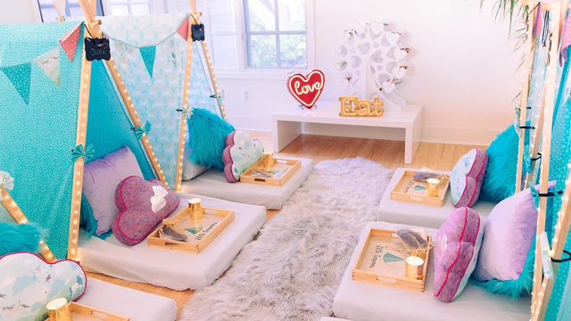 cute sleepover set up, which can be a good side job for moms