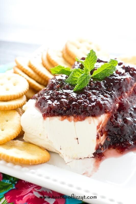 Raspberry cream cheese dip is an easy appetizer recipe