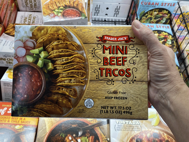 Trader Joe's air fryer food like mini beef tacos are good for the Super Bowl or any weeknight