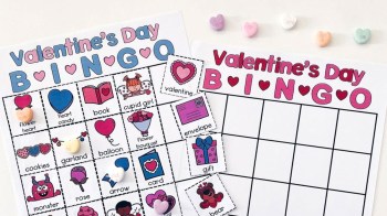 a picture of valentine's day bingo, a valentine's day game