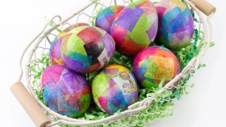Easter paper crafts, tissue paper Easter eggs