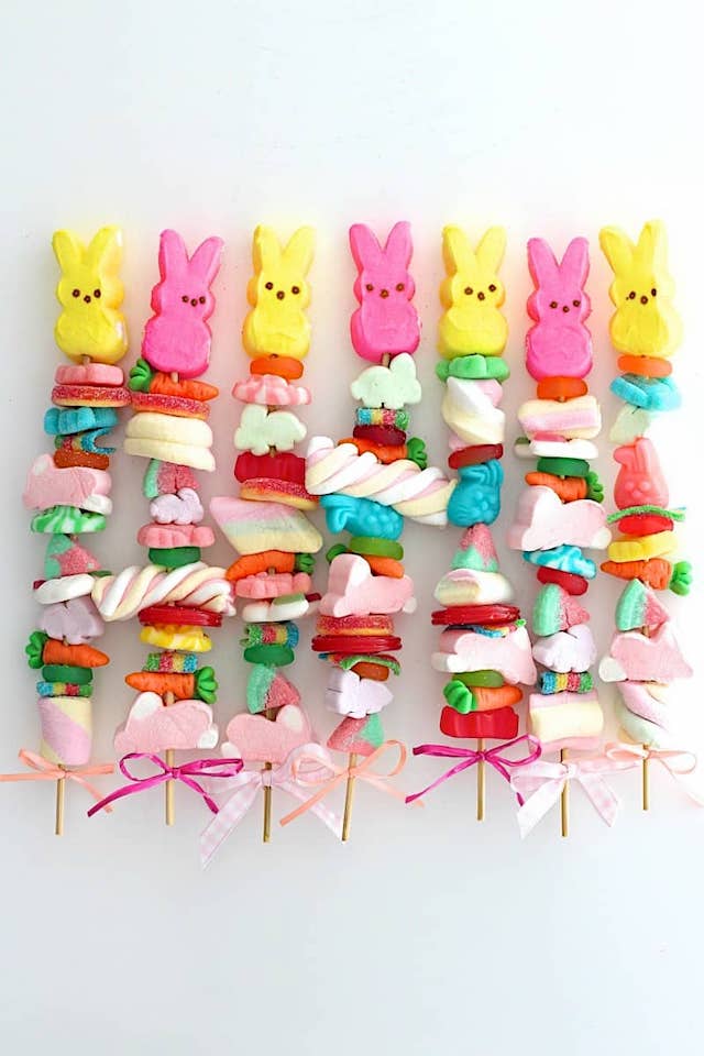 Easter treat ideas, candy skewers, Easter treats for kids