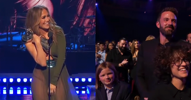 JLo Accepts Award While Ben Affleck & Their Blended Family Cheer Her On