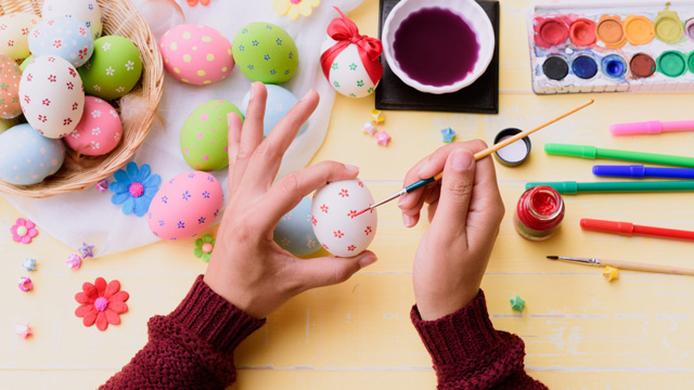 painting flowers is a dye-free Easter egg decorating idea