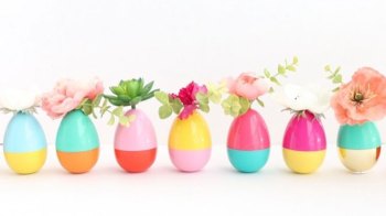 a picture of plastic easter egg planters, a fun plastic easter egg craft