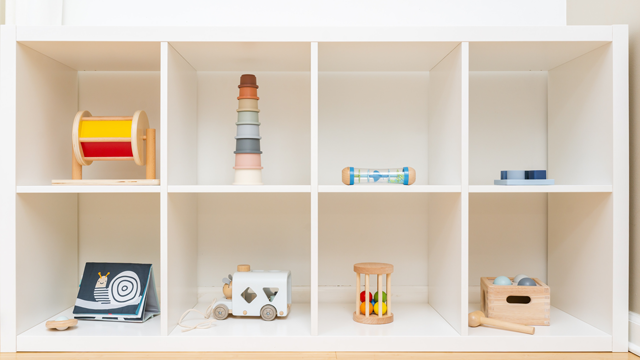 shelves in a montessori playroom