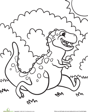 A jogging T-Rex coloring sheet