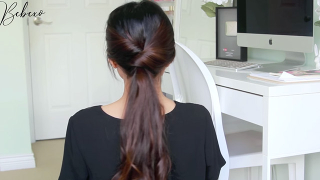 a twisted low pony is an easy hairstyle
