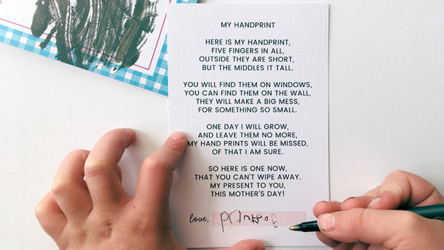 writing a poem is a great mother's day card idea