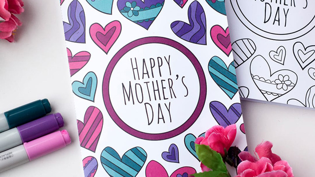 coloring page mother's day card idea