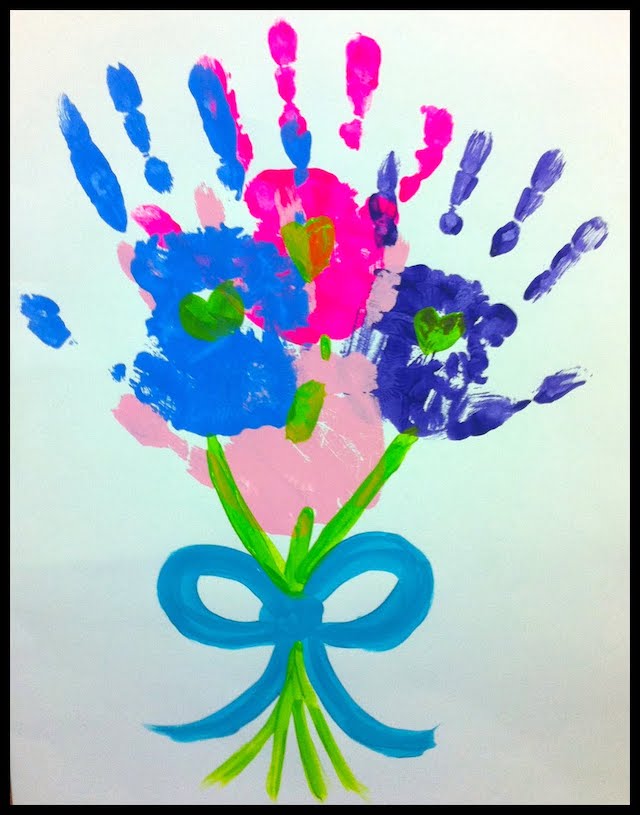 a handprint bouquet is a cute Mother's Day card idea