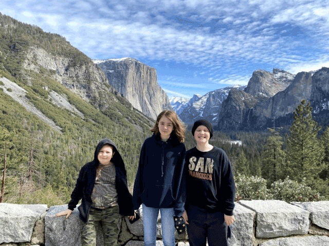 Kids at Tunnel View Yosemite National Park best road trips