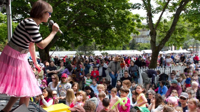 kids enjoy the Not Its concert at Northwest Folklife Festival over Memorial Day weekend in Seattle