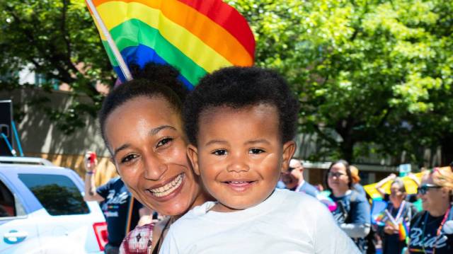 a mom and son at a pride events activities in seattle
