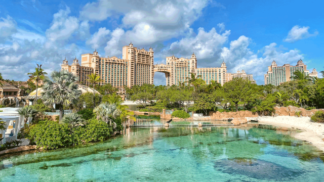 View of hotel towers at Atlantis Bahamas family vacation
