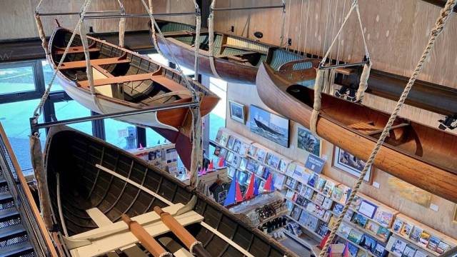 boats hang from the ceiling at center for wooden boats, free things to do with kids in seattle