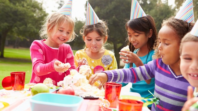 Kids celebrate an outdoor birthday parties