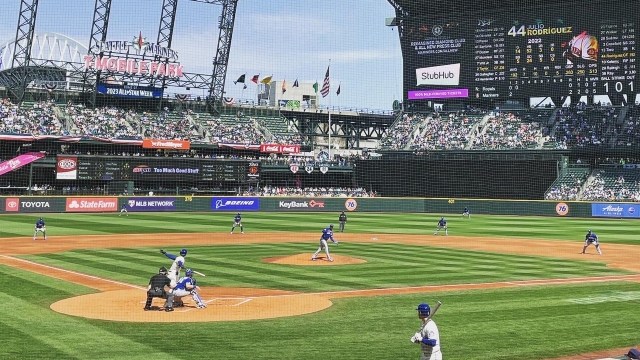 The Mariners play at T-Mobile park on a sunny day