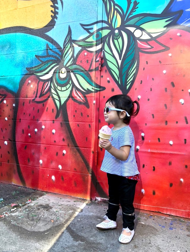 Strawberry street art is one many wall murals in Seattle