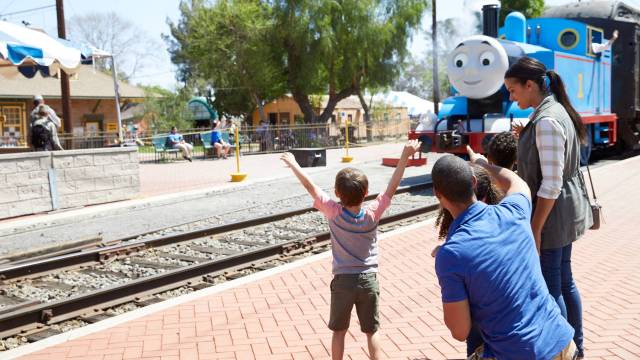 a family waits to see Thomas the Tank Engine during outdoor activities seattle