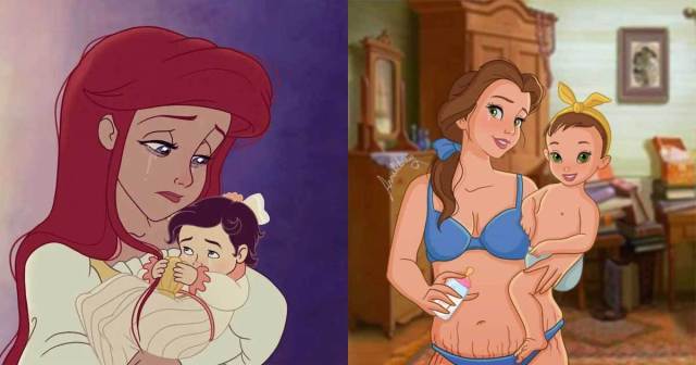 Disney Princesses as Postpartum Moms