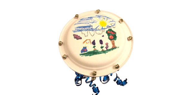 a picture of a paper plate tambourine, a DIY instrument