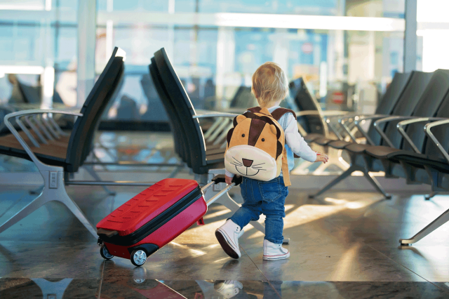 toddler in an aiport