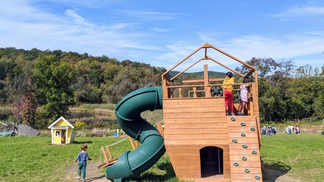 wood structure playground hudson valley view apple orchard