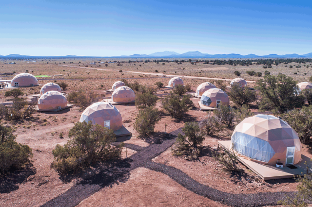 day view of glamping domes at Clear Sky Resort