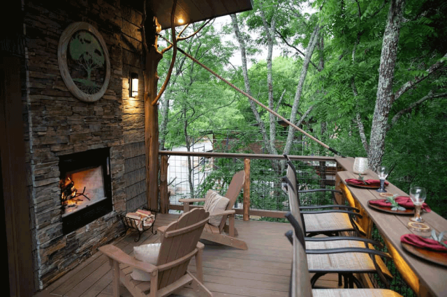 outdoor deck at Sanctuary Treehouse Resort