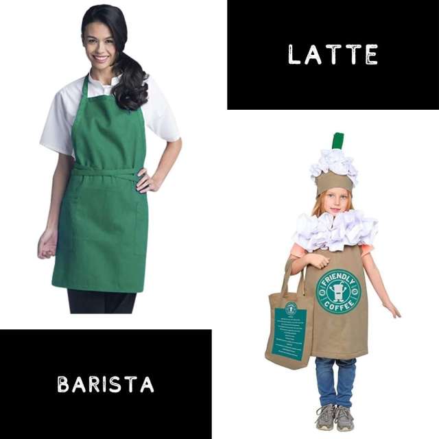 Adult barista costume and child latte costume