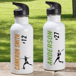 two white sports water bottles