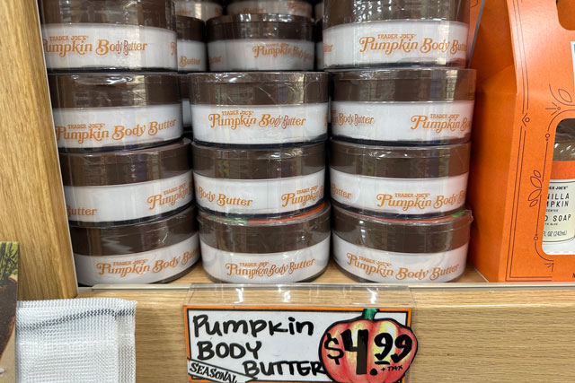 Pumpkin body butter is a popular Trader Joe's fall item